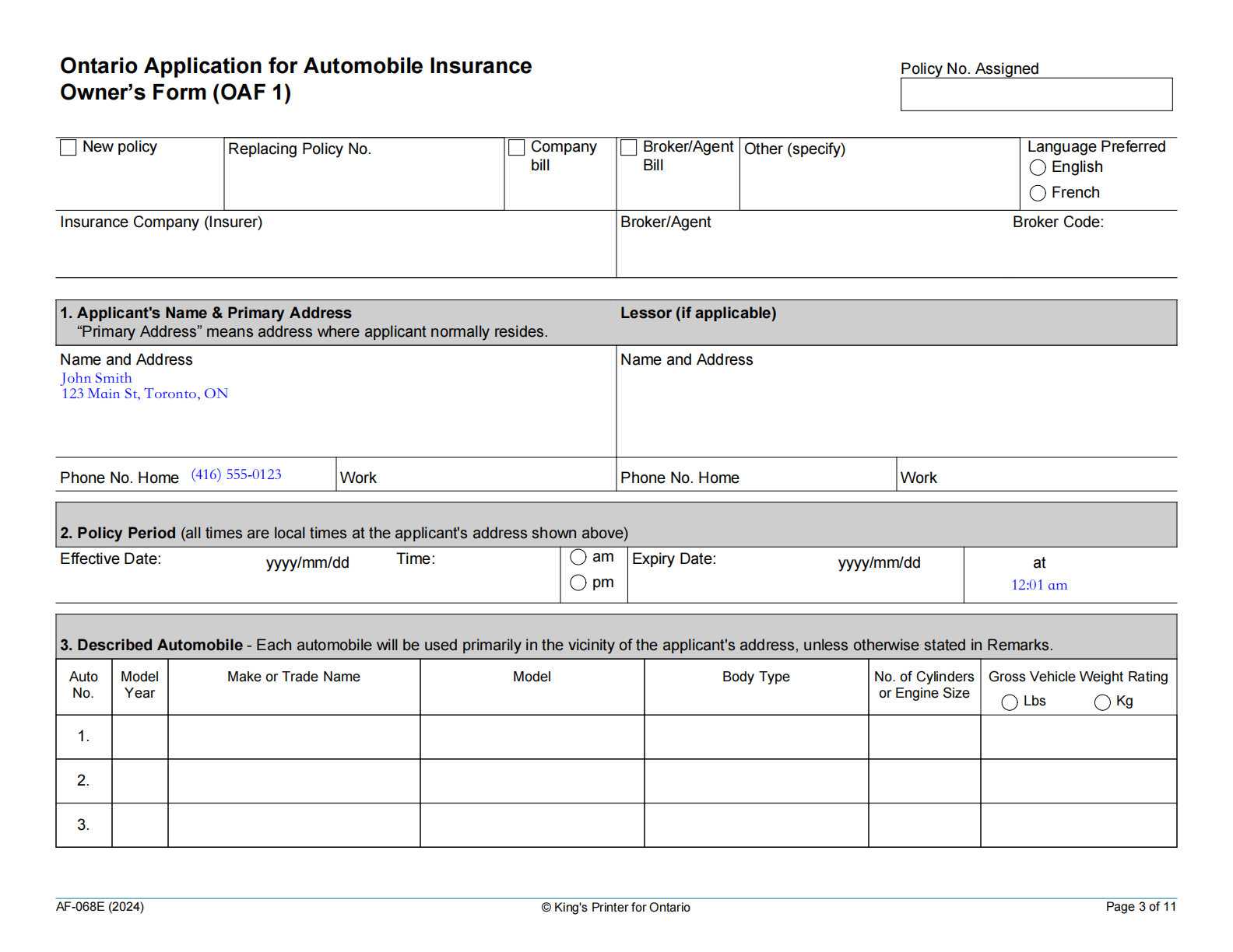 Exported PDF with filled data